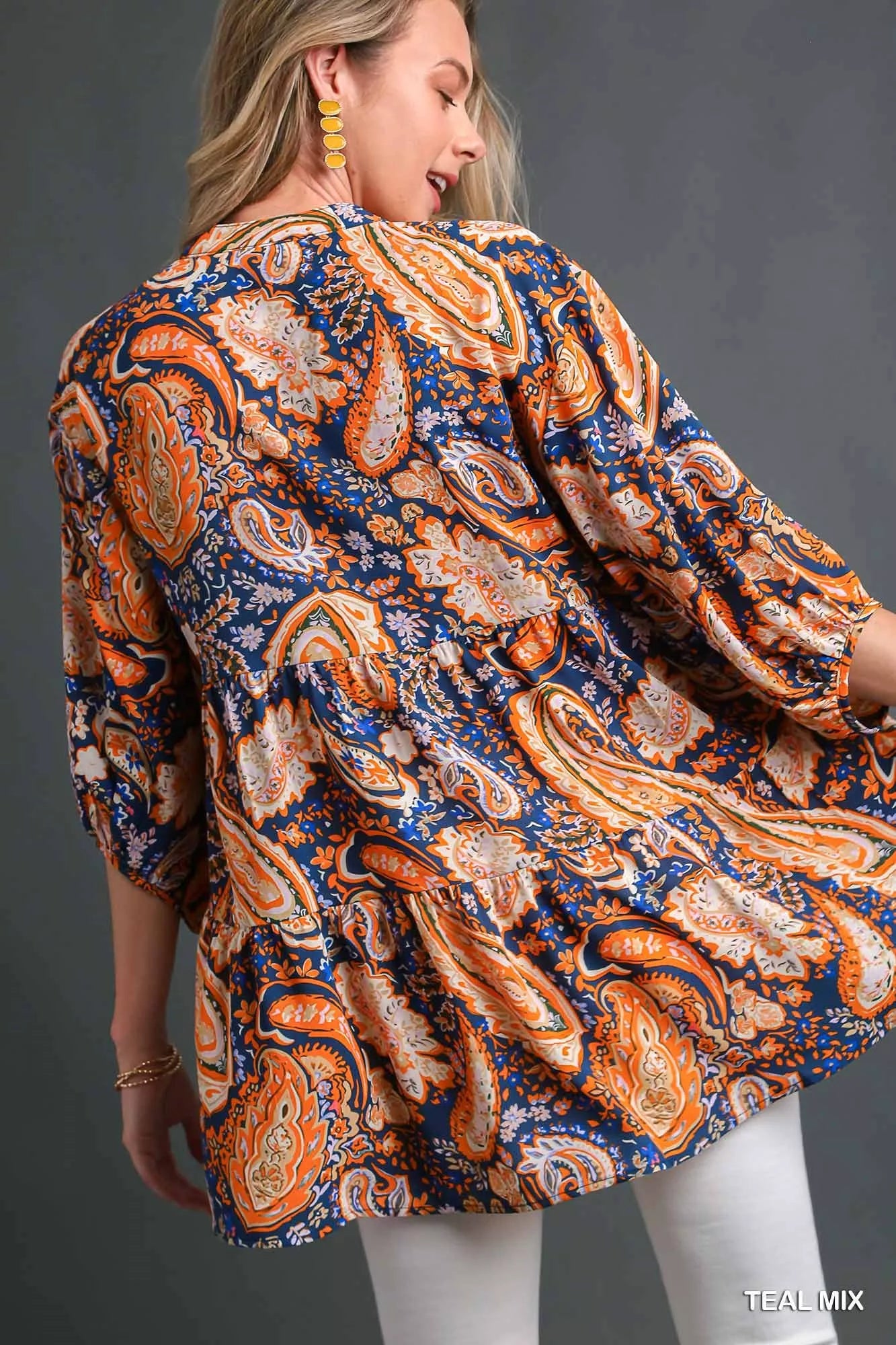 Umgee Mix Paisley Boho Tunic Blouse - Fashorio