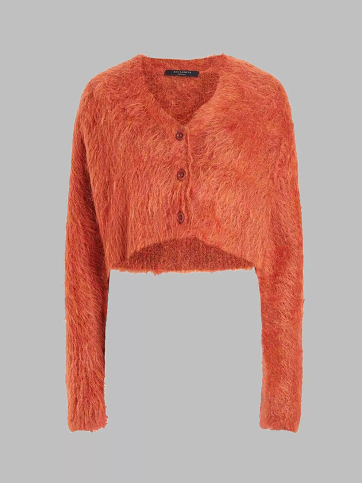 fluffy knit cropped cardigan sleeve detail