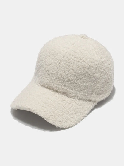 Sherpa Solid Color Baseball Cap Ivory One Size - Fashorio