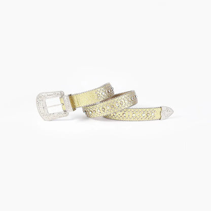 Rhinestone PU Leather Belt - Fashorio
