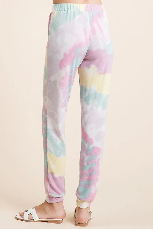 BiBi Tie Dye French Terry Casual Pants - Fashorio
