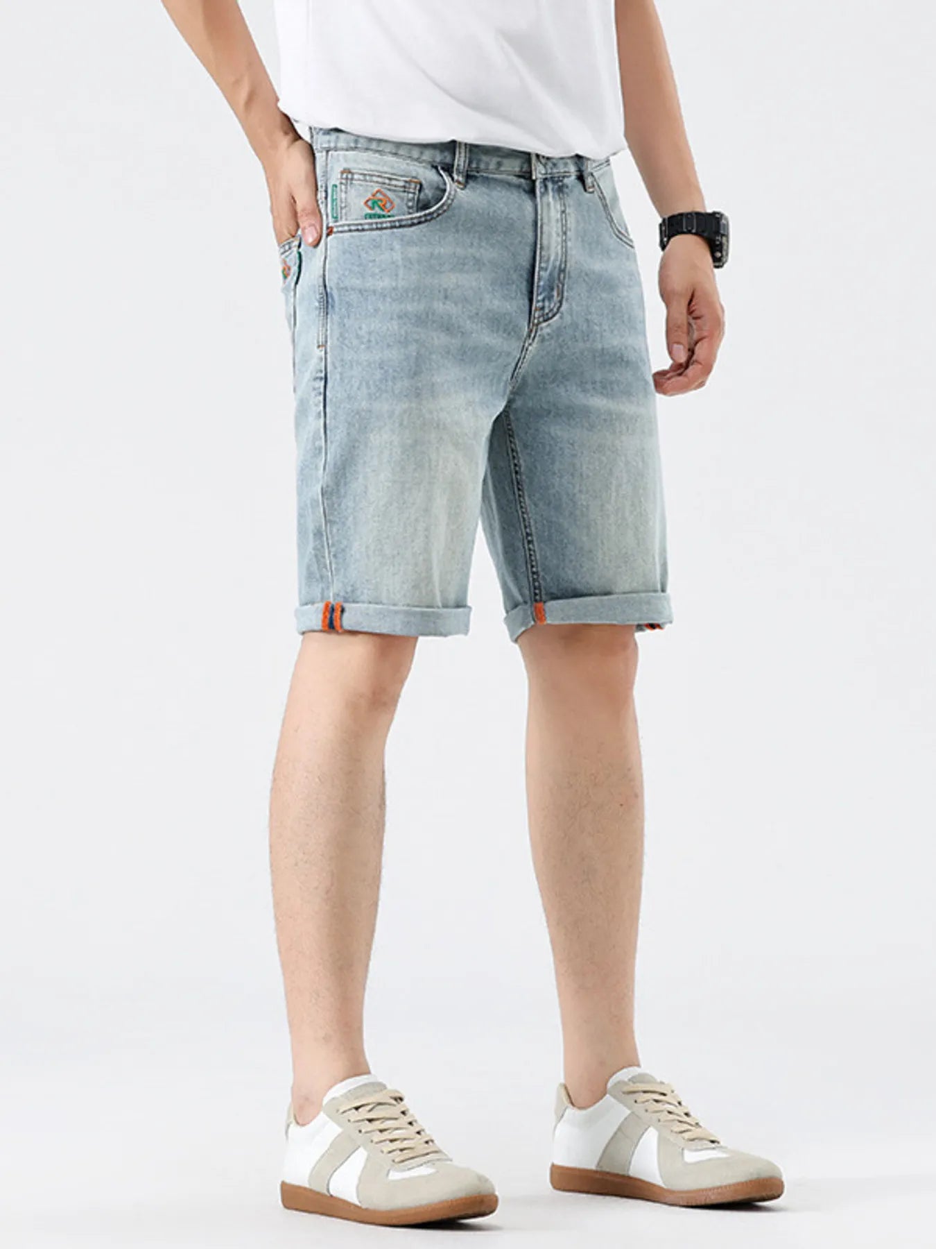 Men's Washed Denim Shorts - Fashorio