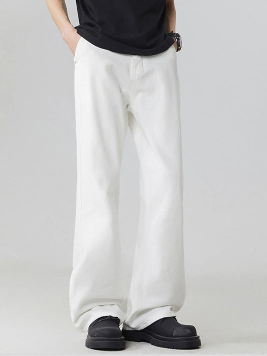Men's Full Size Round Neck Short Sleeve Jeans Plus Size White - Fashorio