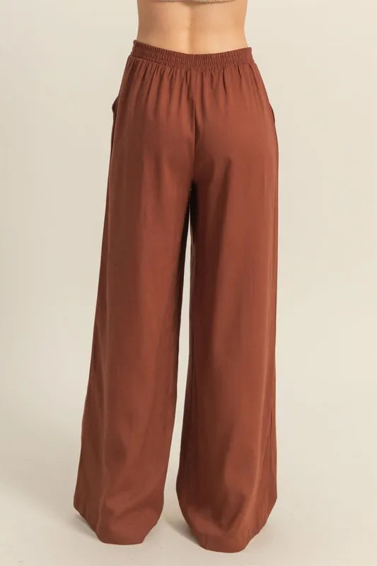 HYFVE Elastic Waist Wide Leg Pants - Fashorio