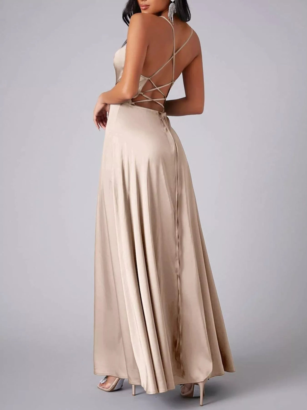 Lace up back maxi dress, alternate colourway view 4
