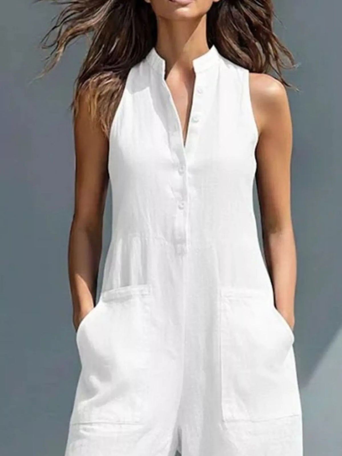 Button front jumpsuit full length