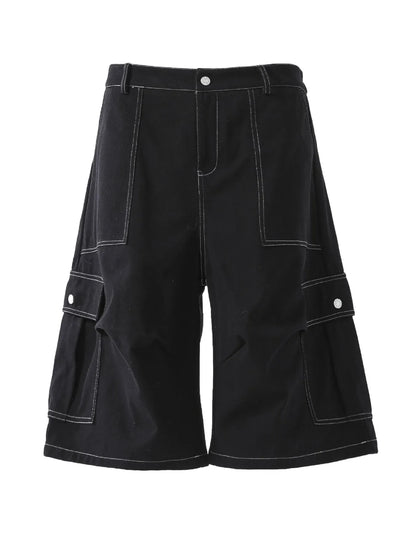 Men's Loose Fit Cargo Denim Shorts Black - Fashorio