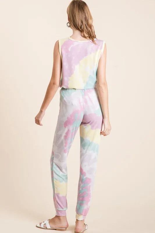 BiBi Tie Dye French Terry Casual Pants - Fashorio