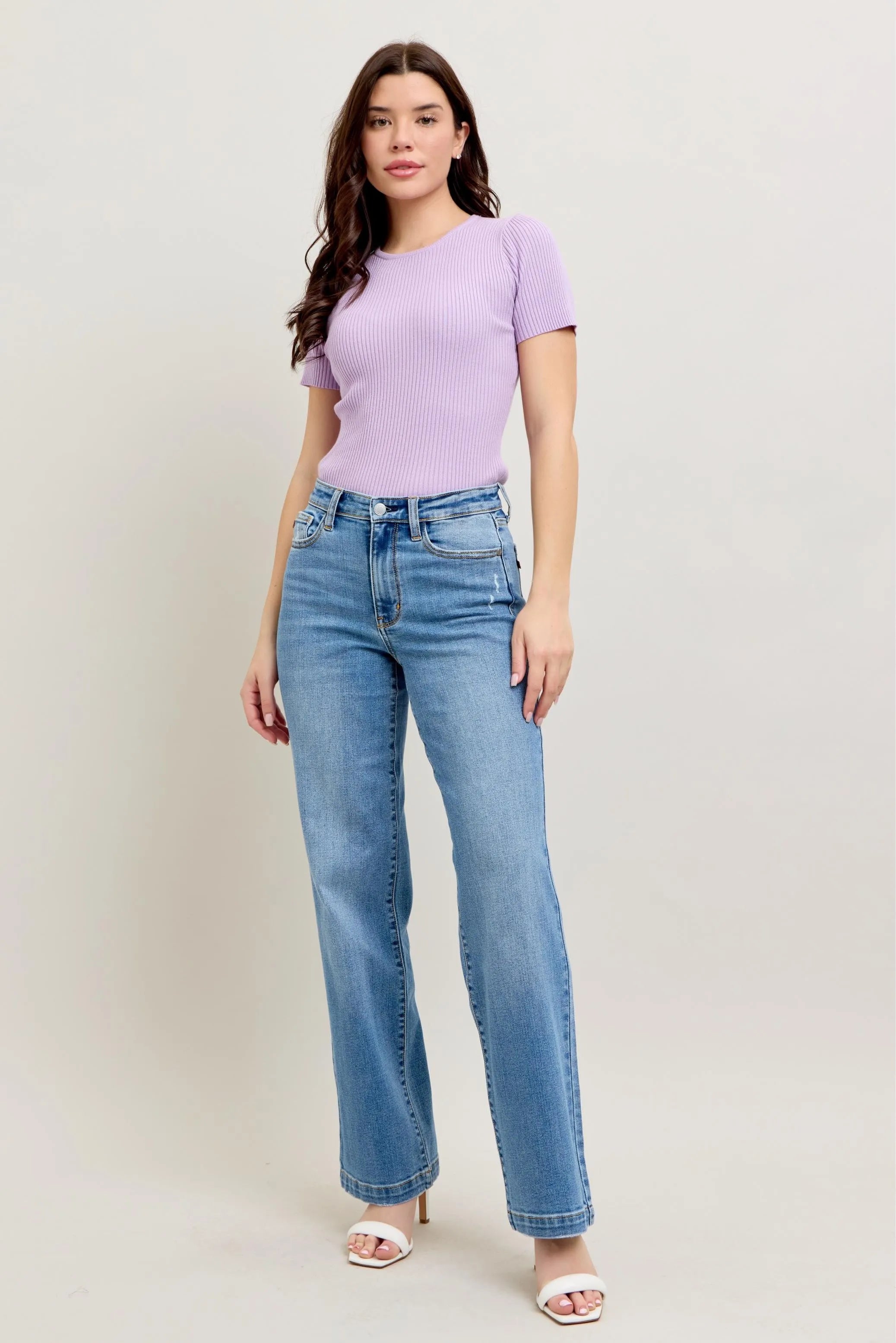 Judy Blue Full Size High Waist Straight Jeans Plus Size - Fashorio