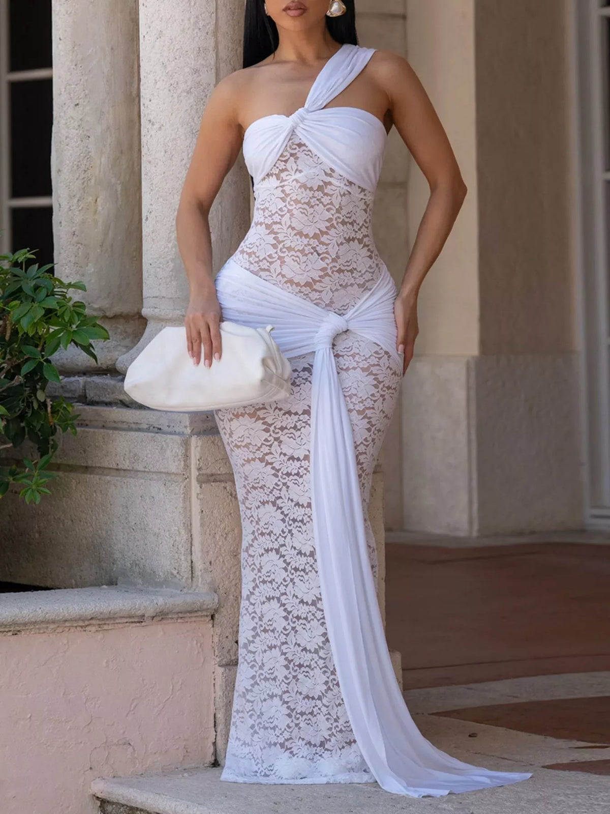Lace maxi dress full length back