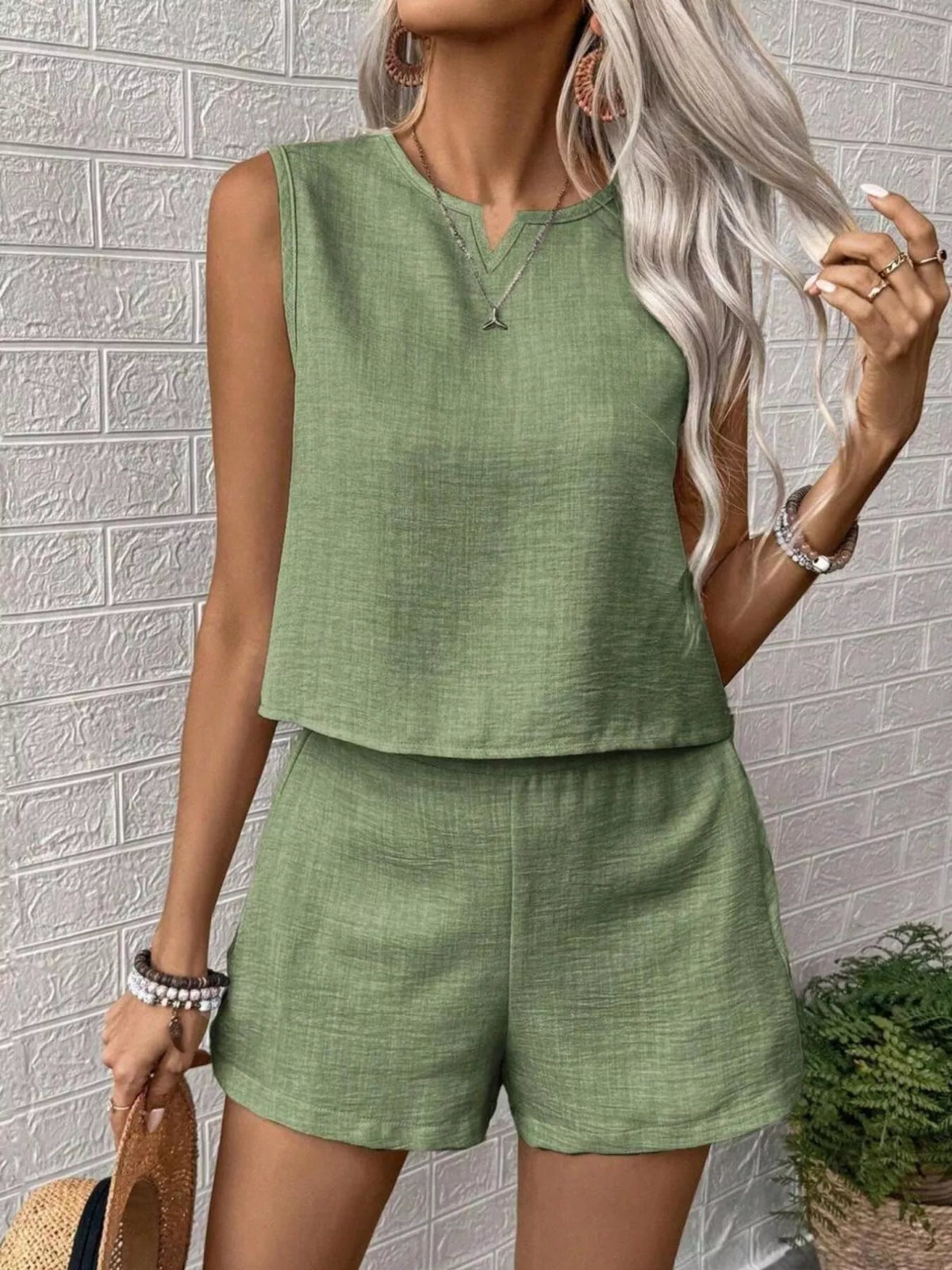 Sleeveless top and shorts casual set final view