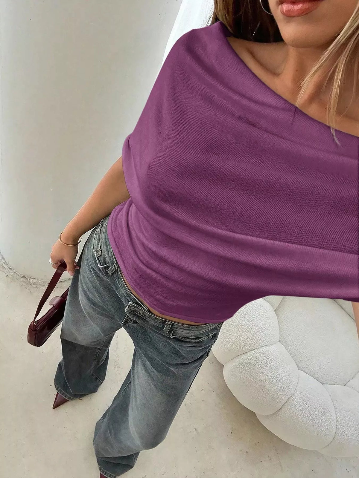 Styled off shoulder top look