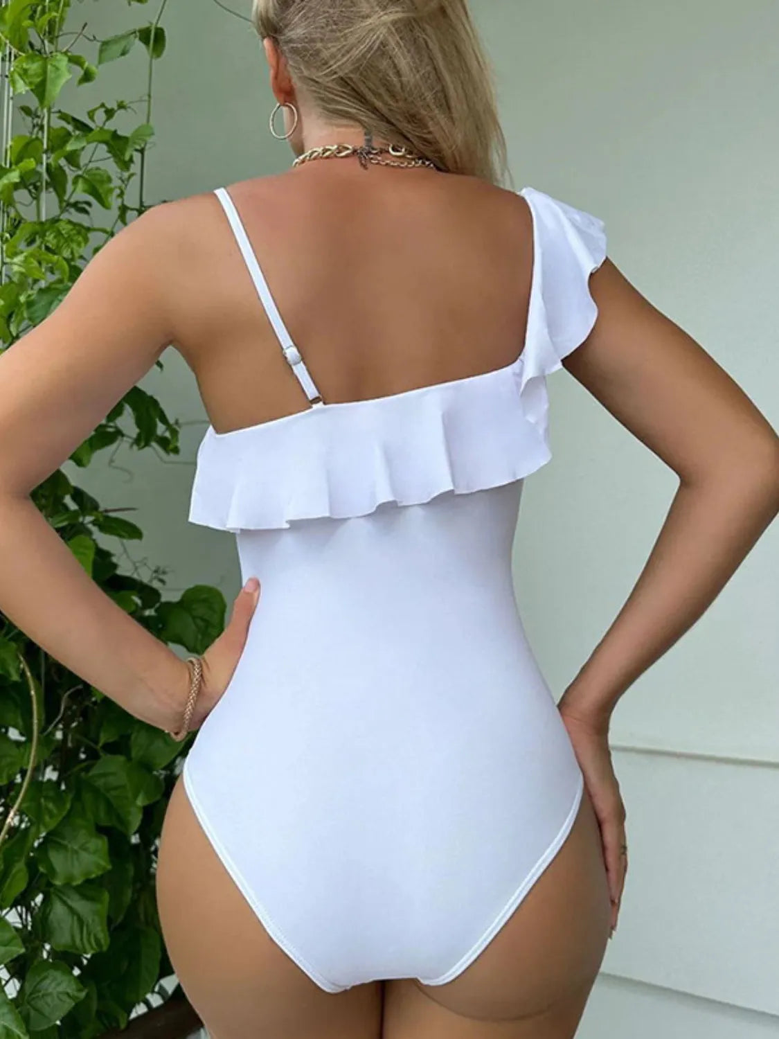 Asymmetrical Ruffled One-Piece Swimwear - Fashorio