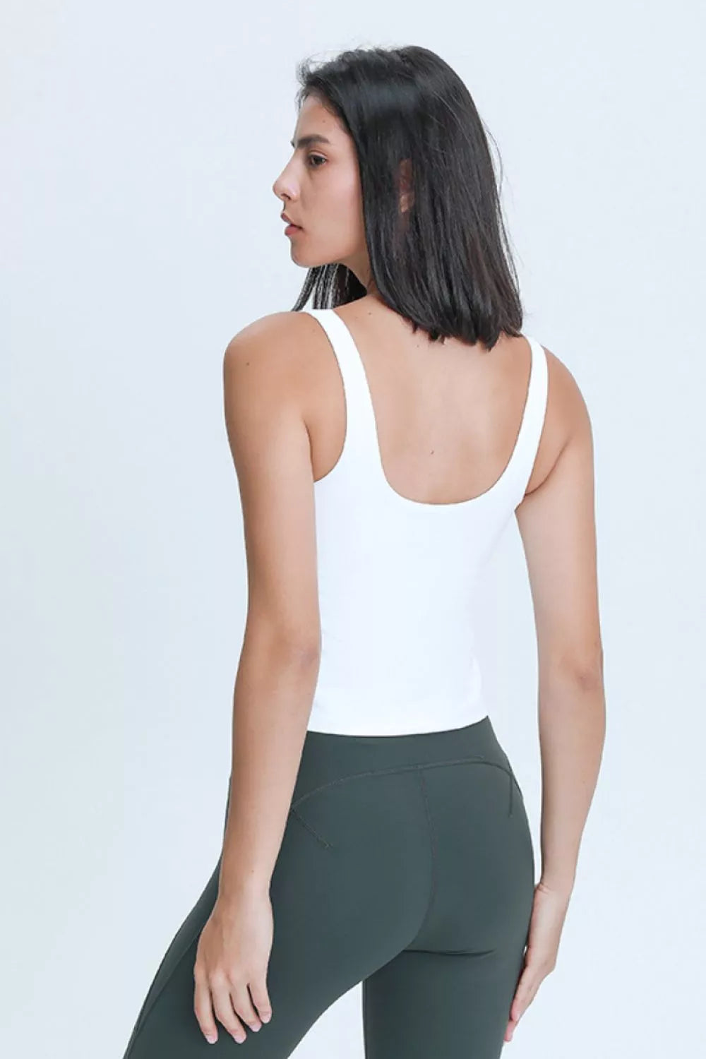 V neck active tank back view