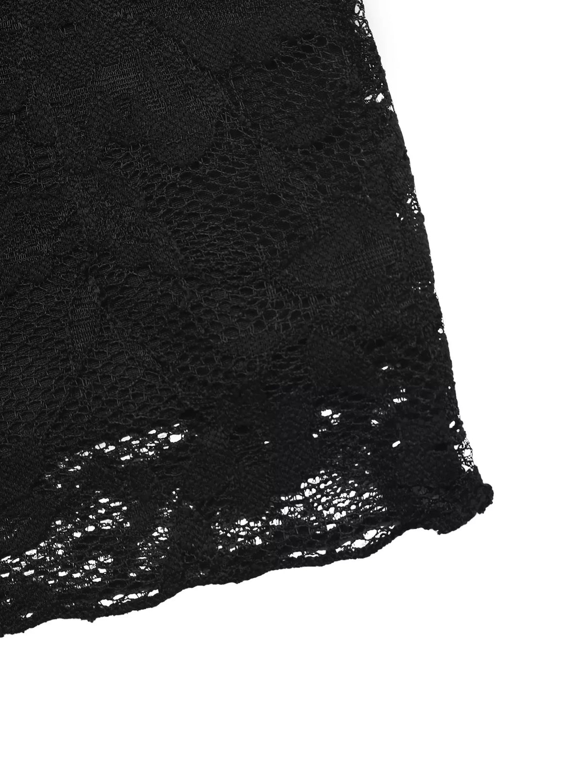 Black lace slim fit top with bow detail front view