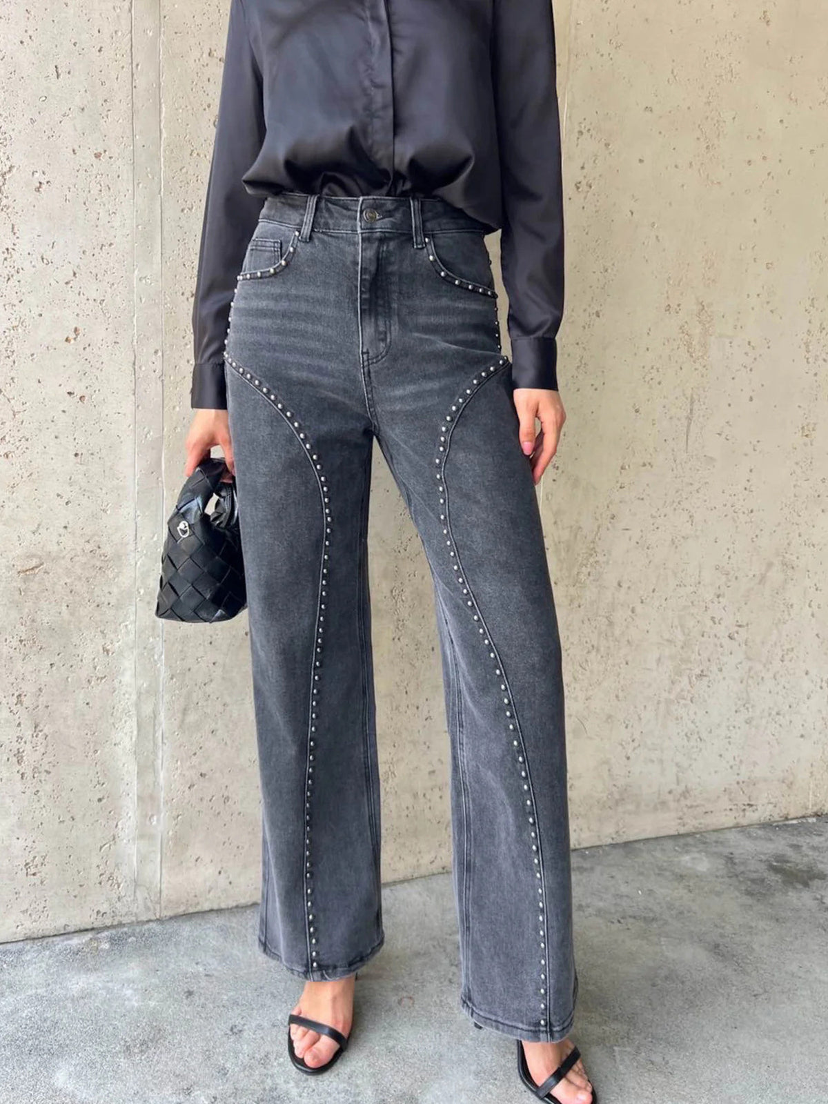 Studded jeans side view