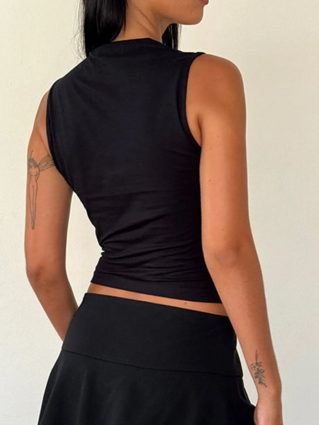 Bow Detail Square Neck Cropped Tank - Fashorio