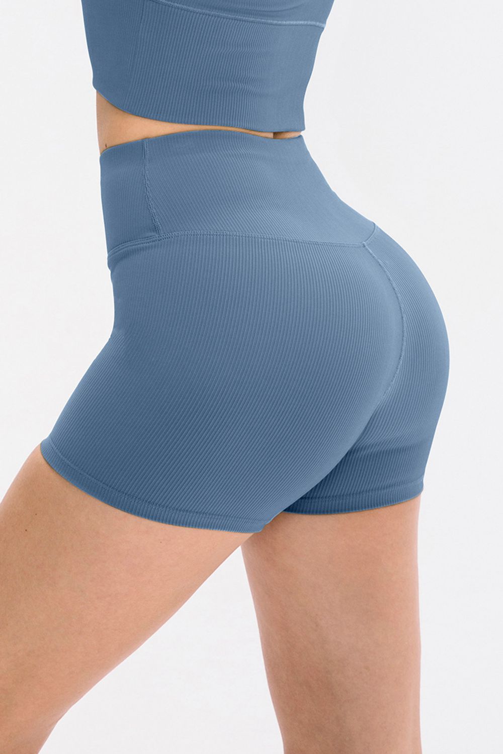 Slim fit wide waistband sports shorts front view