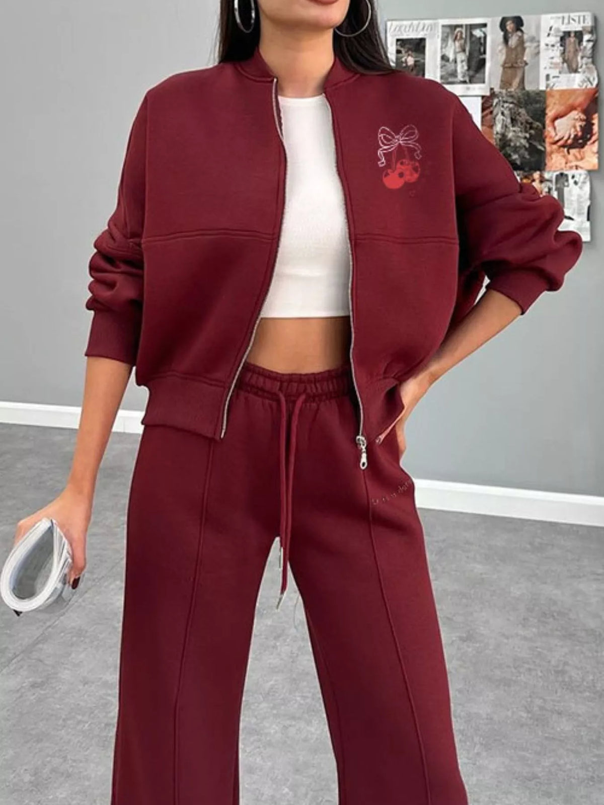 Zip up jacket set relaxed fit