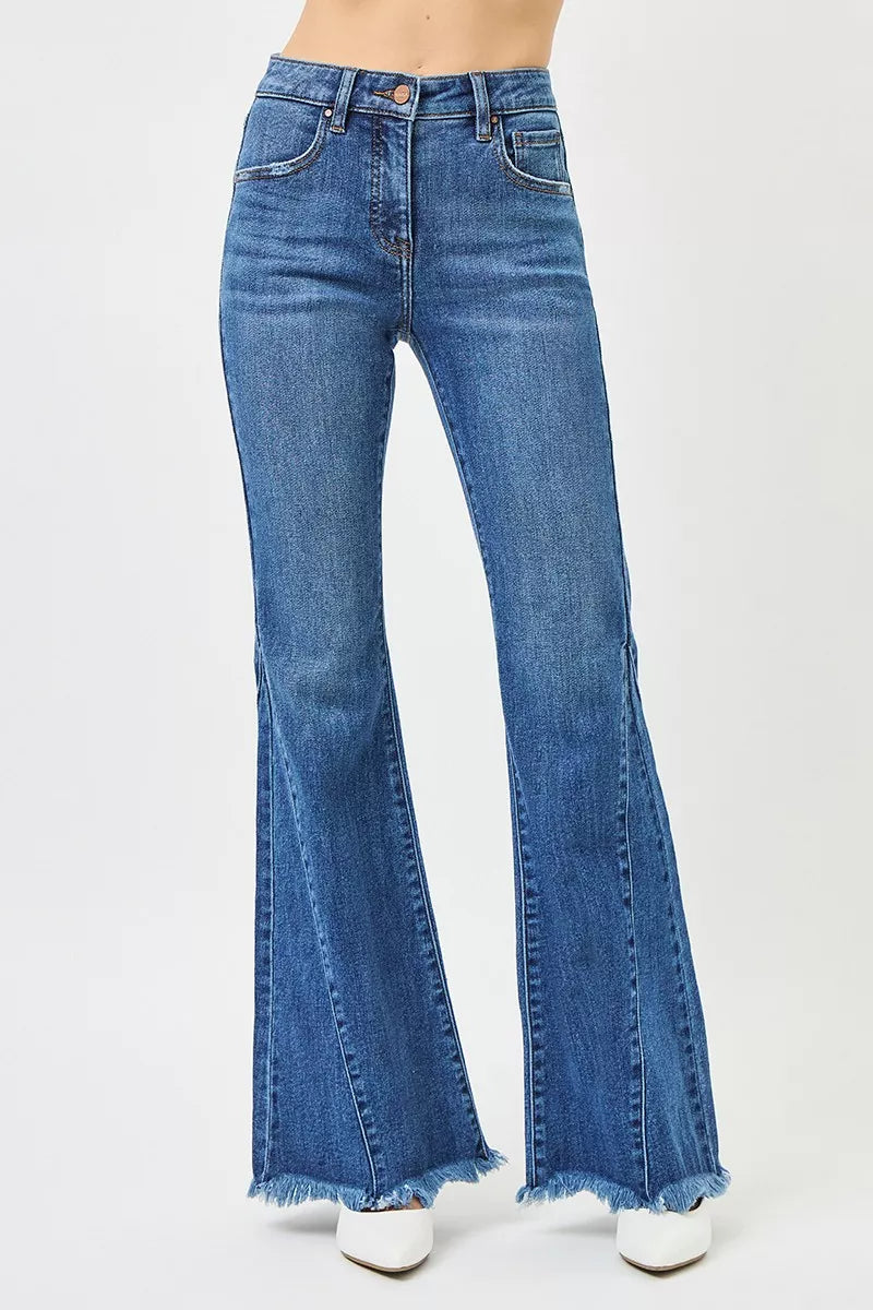 RISEN flare jeans side seam detail