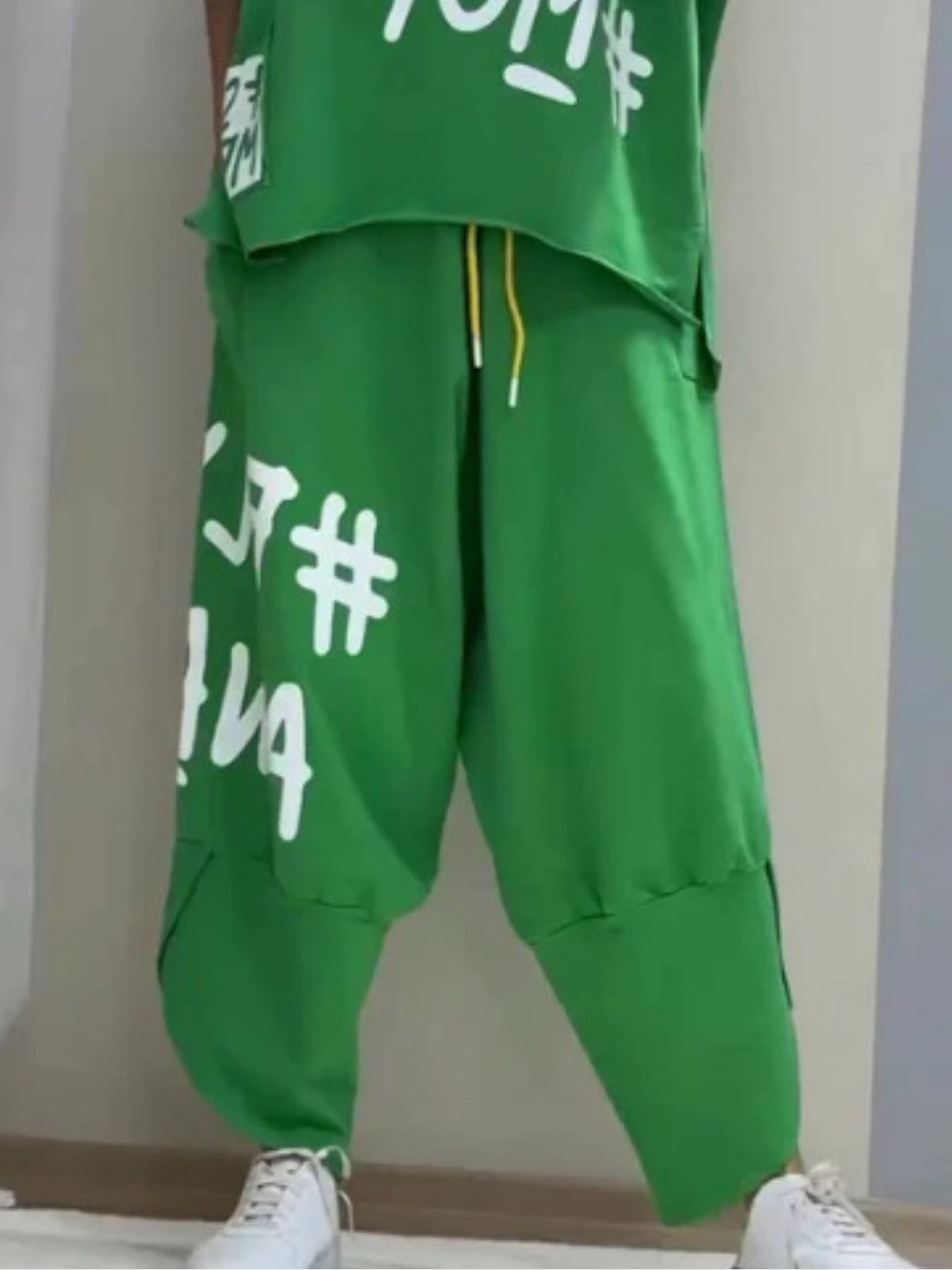 Coordinated tee and pants set full length styling