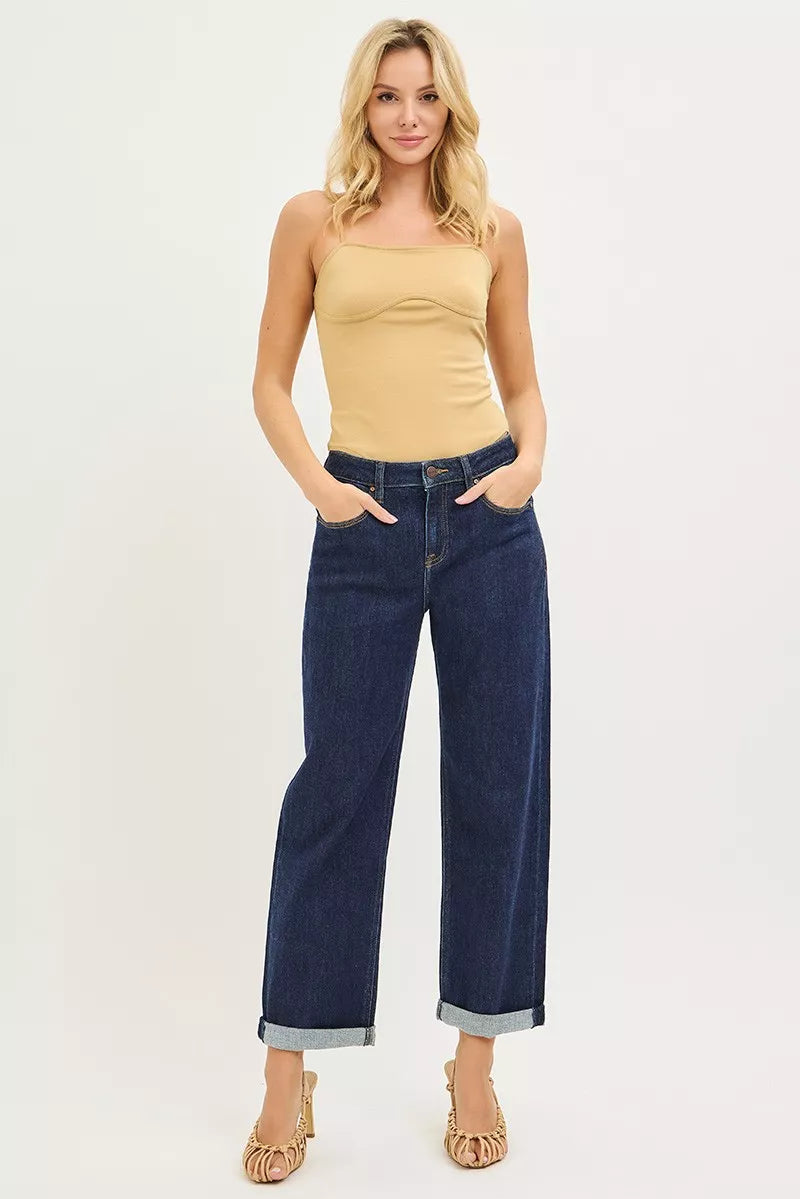 RISEN slouchy cropped boyfriend jeans styled look