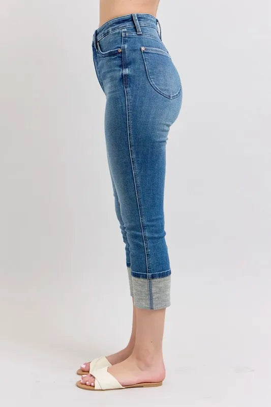 Judy Blue Skinny Cuff Capris Jeans with Pockets back view