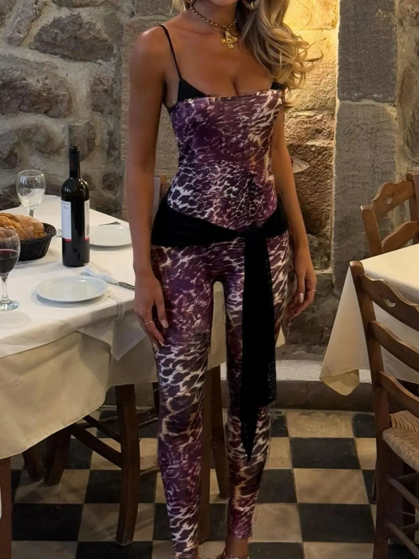 Leopard Spaghetti Strap Jumpsuit - Fashorio