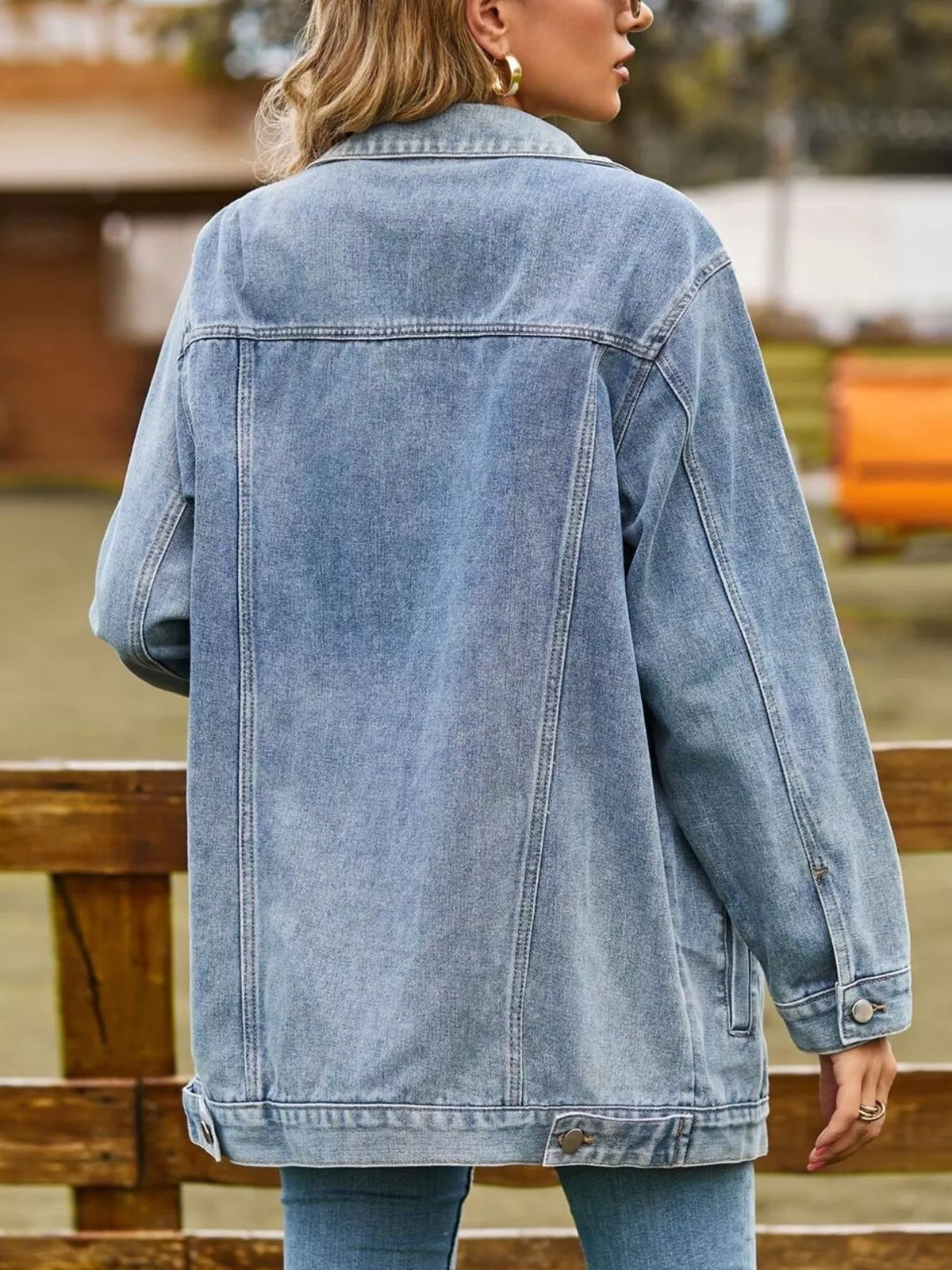 Washed Denim Jacket in Hot Pink styled look