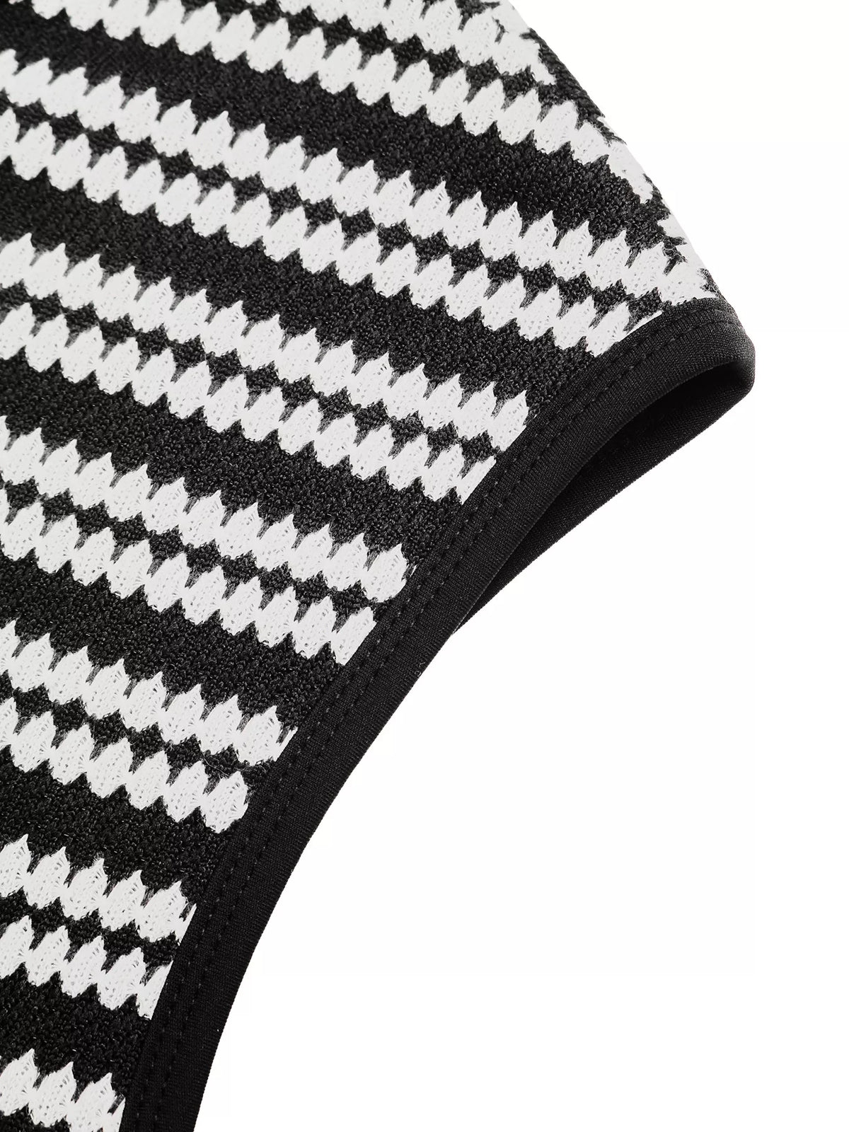 Striped Sleeveless Bodycon Knit Maxi Dress, neckline detail