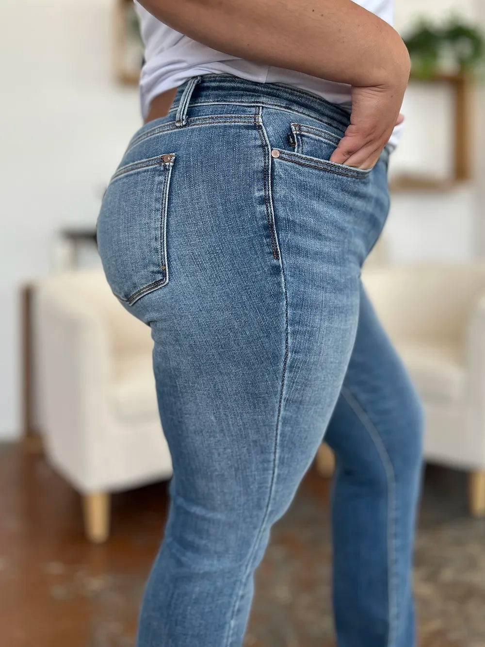 Judy Blue Mid Rise Straight Jeans view 10