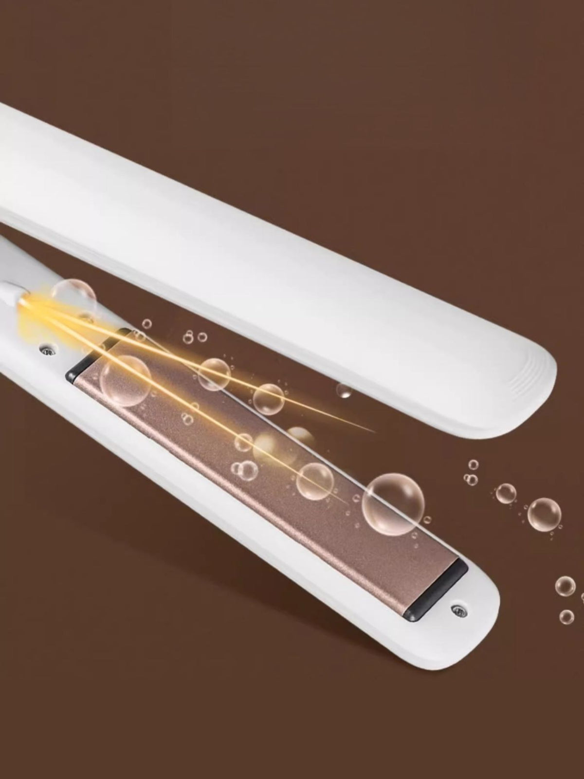 Hair straightener heated plates close up