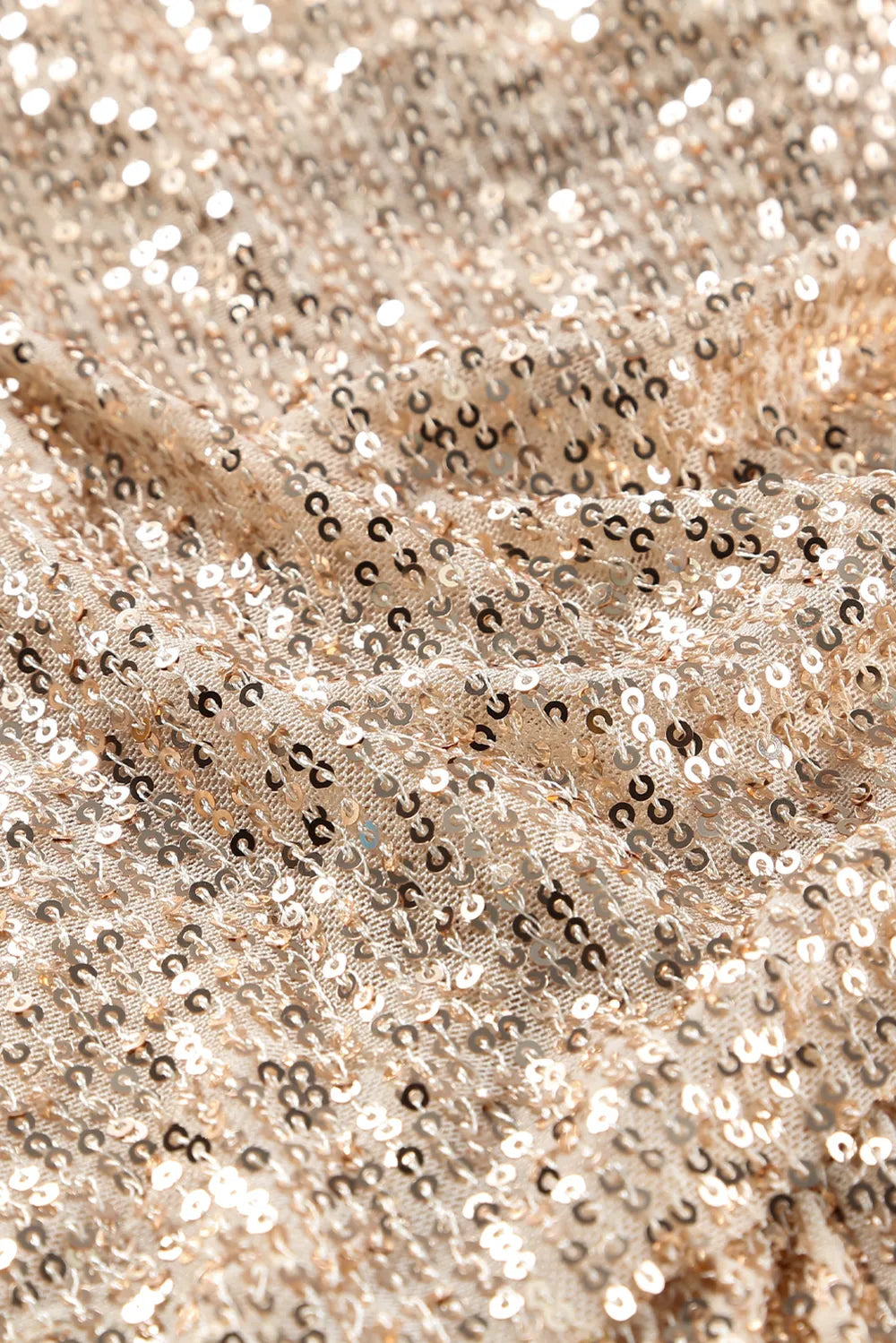 Sequin Knot Front Long Sleeve Mini Dress in Beige view 12