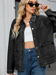 Washed Oversized Button Down Denim Jacket - Fashorio