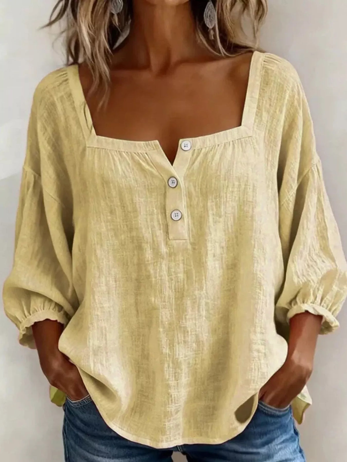 Square Neck Button Detail Blouse, view 13