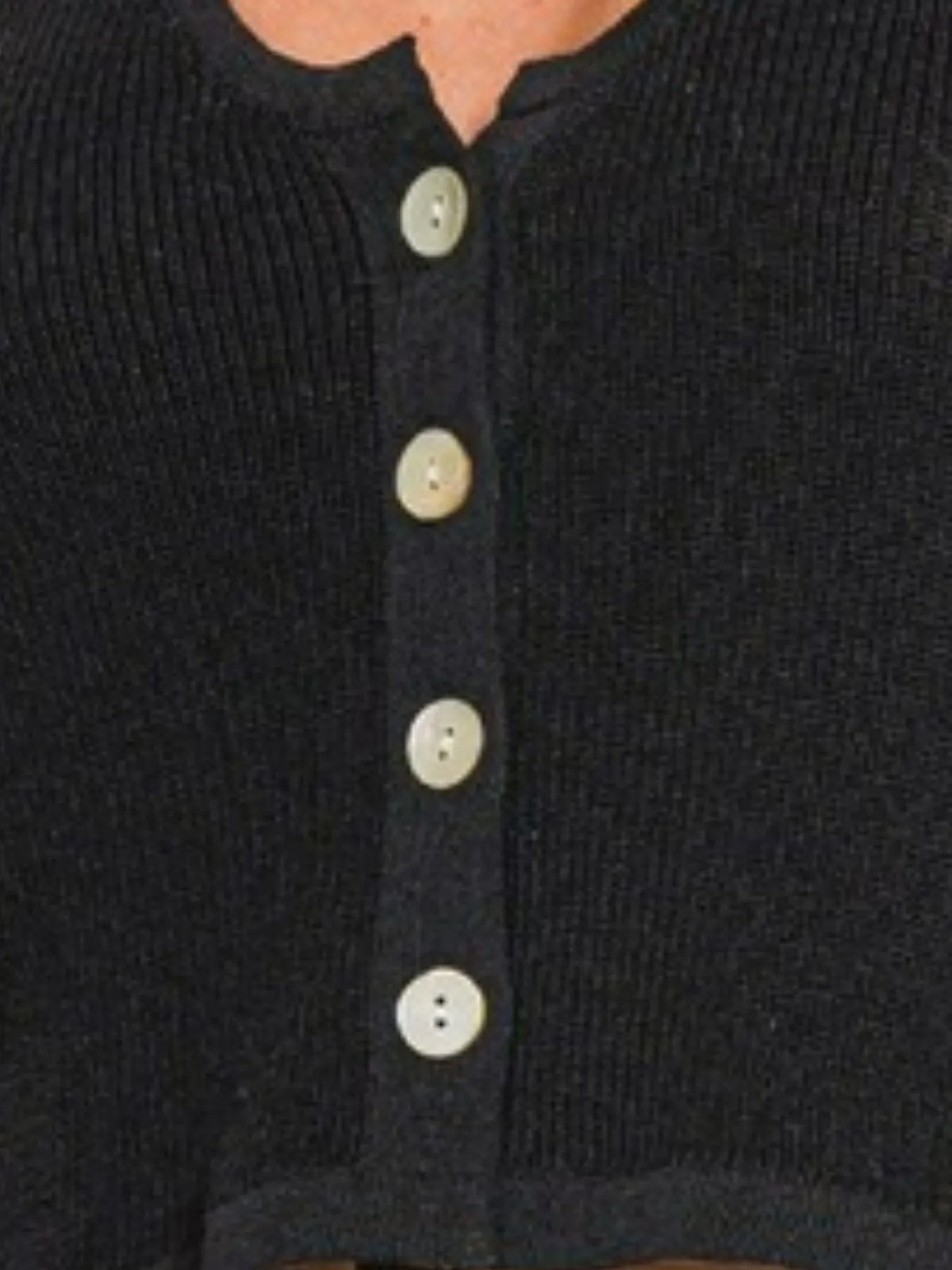 Button Up Cropped Sweater Vest in Black back view