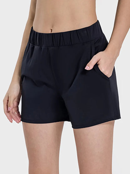 Millennia Elastic Waist Active Shorts Black - Fashorio