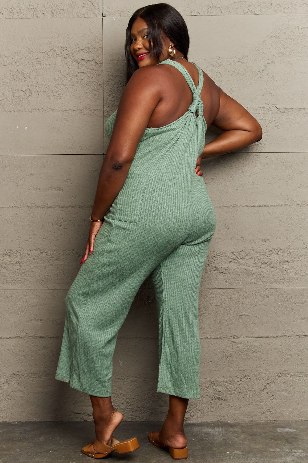 Don't Get It Twisted Rib Knit Jumpsuit back view