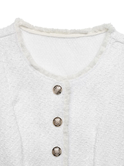 Textured Button-Front Vest with Raw Edge - Fashorio