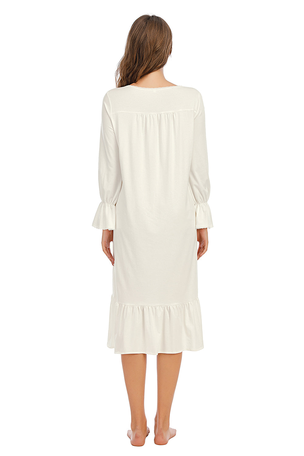 Flounce Sleeve Ruffle Hem Night Dress - Fashorio