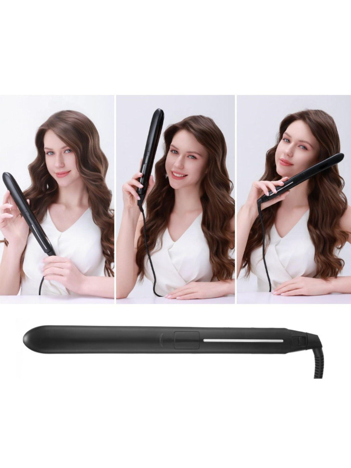 Black fast heating hair straightener front view