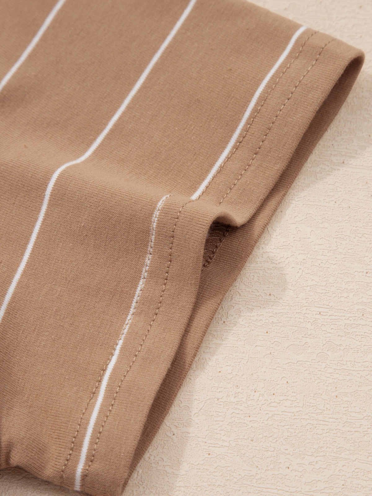 Mocha striped side slit maxi t shirt dress back detail