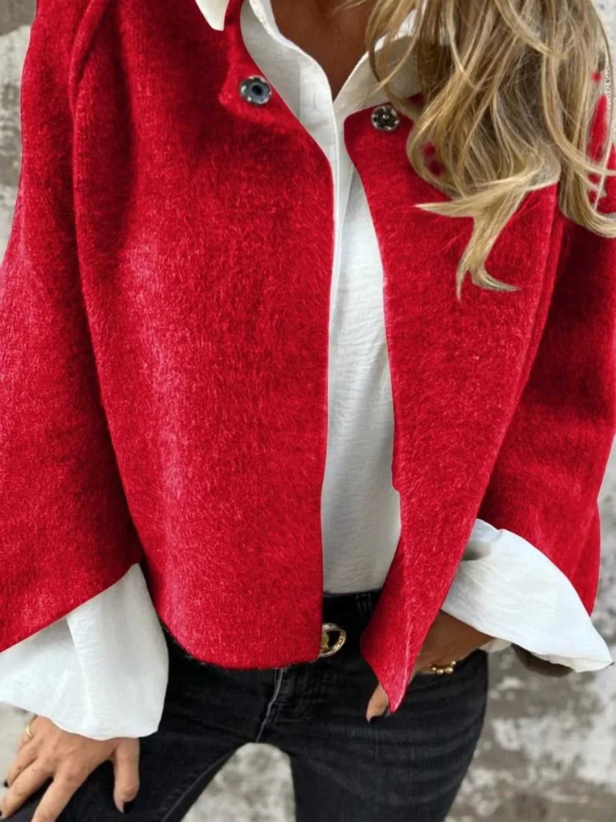 Dropped Shoulder Fuzzy Knit Cardigan Plus Size, view 13