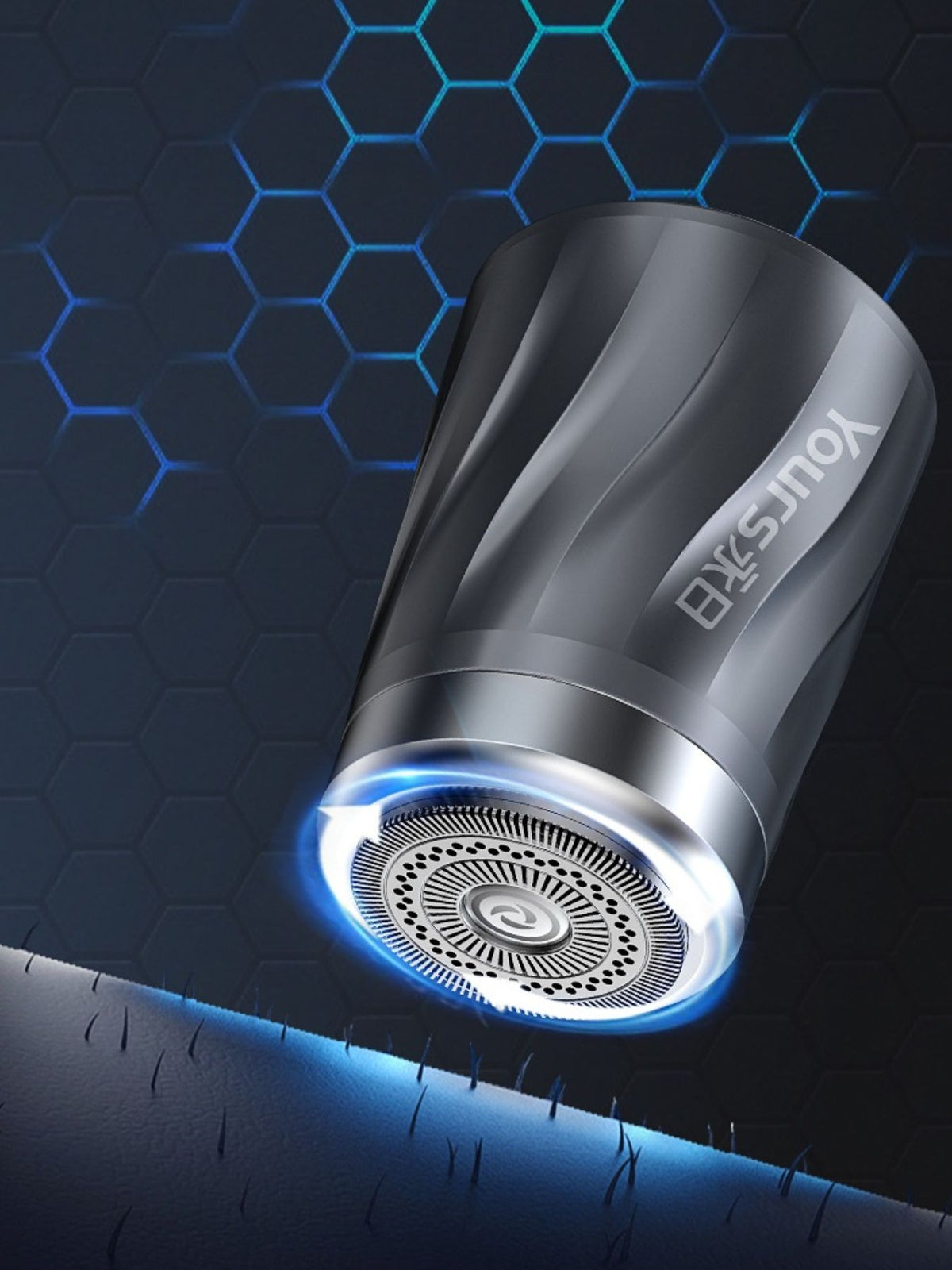 Mini shaver in use shaving