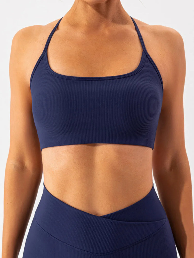 spaghetti strap sports bra front view