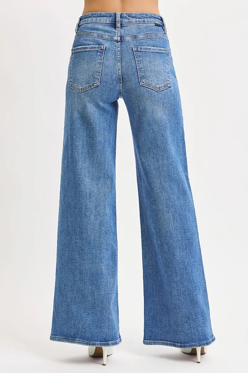 RISEN Full Size High Rise Wide Leg Jeans Plus Size - Fashorio