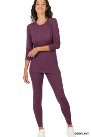 Zenana Microfiber Round Neck Top and Leggings Set - Fashorio