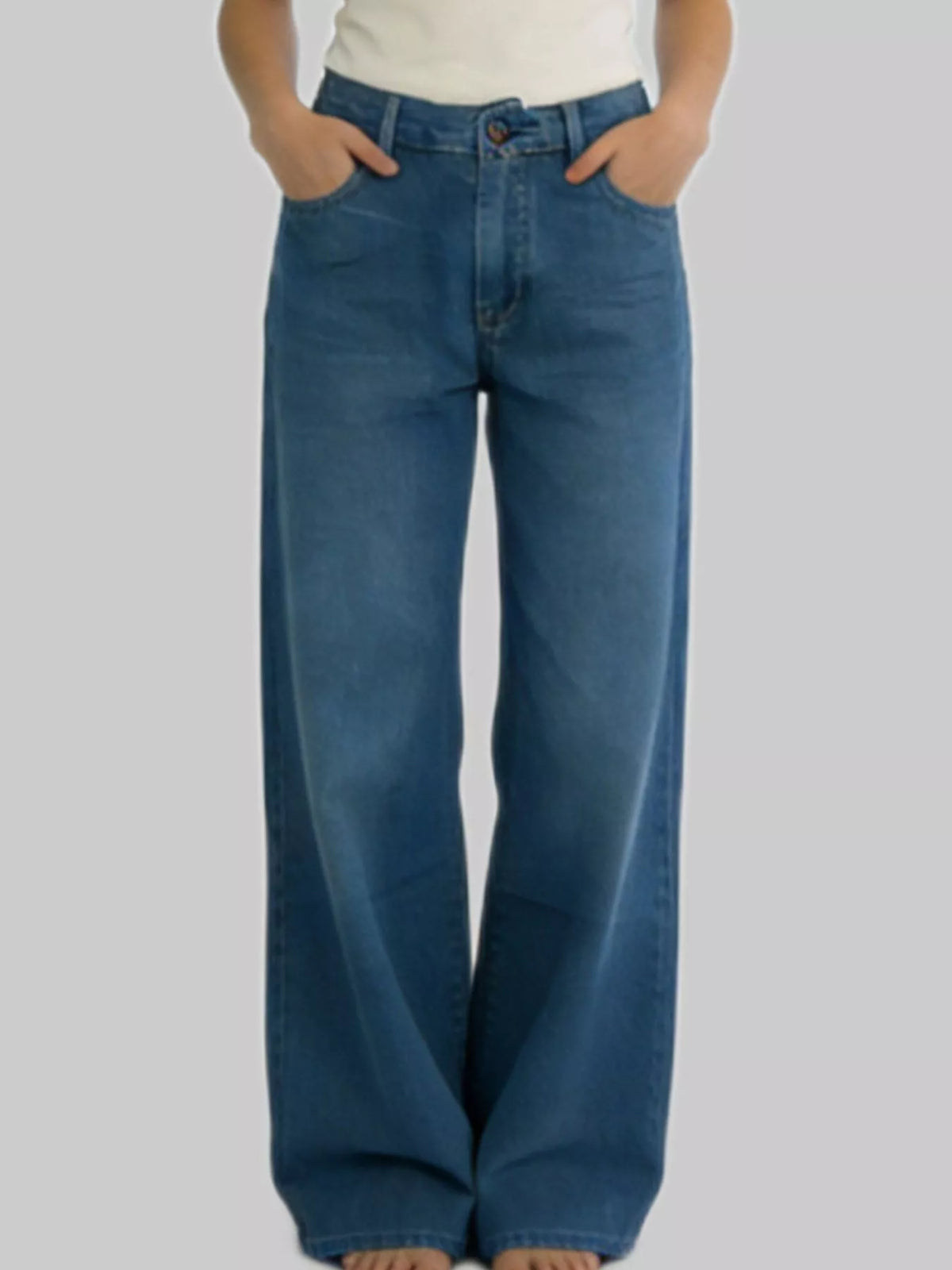 Wide leg jeans relaxed drape detail
