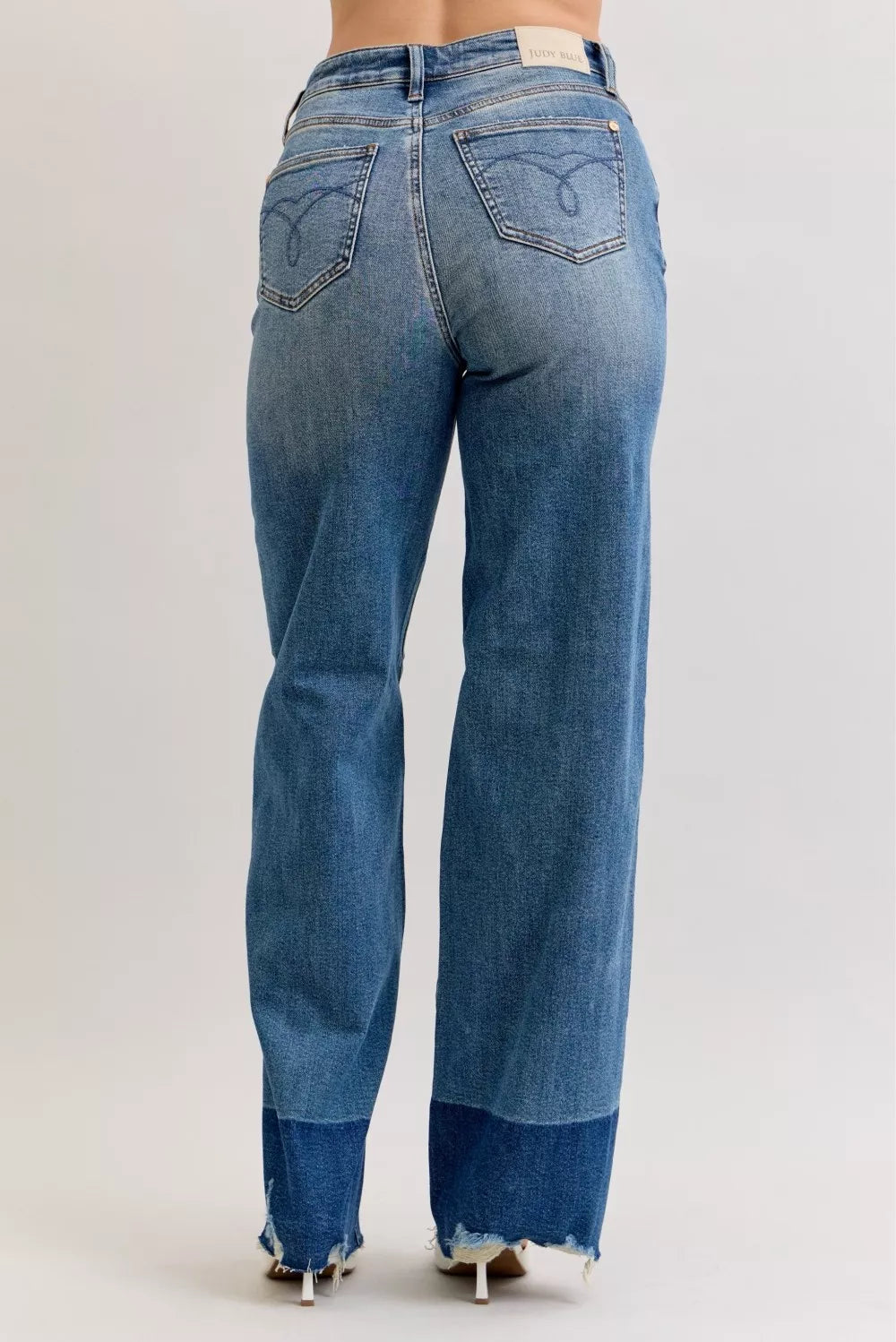 Judy Blue dark column straight jeans styled outfit