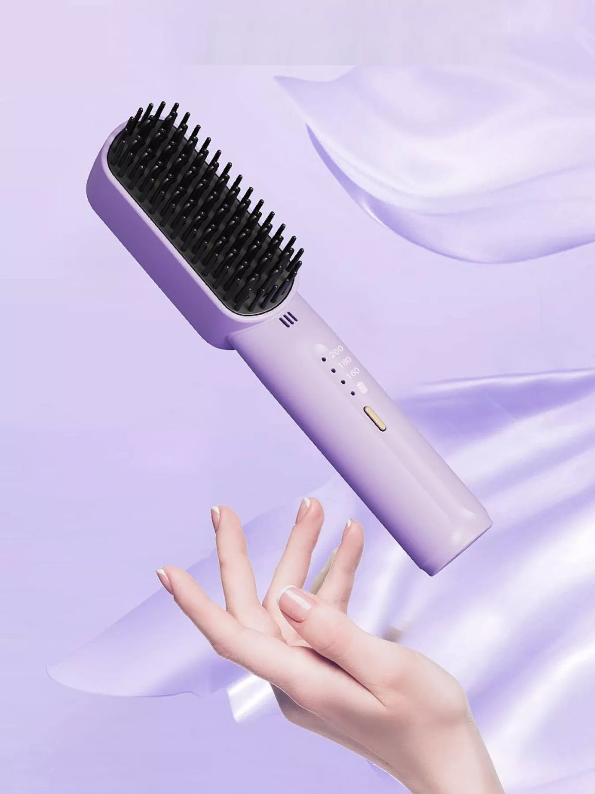 Straightening comb heated teeth close up